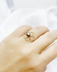 Bague torsadé fleur + 1 keishi centre