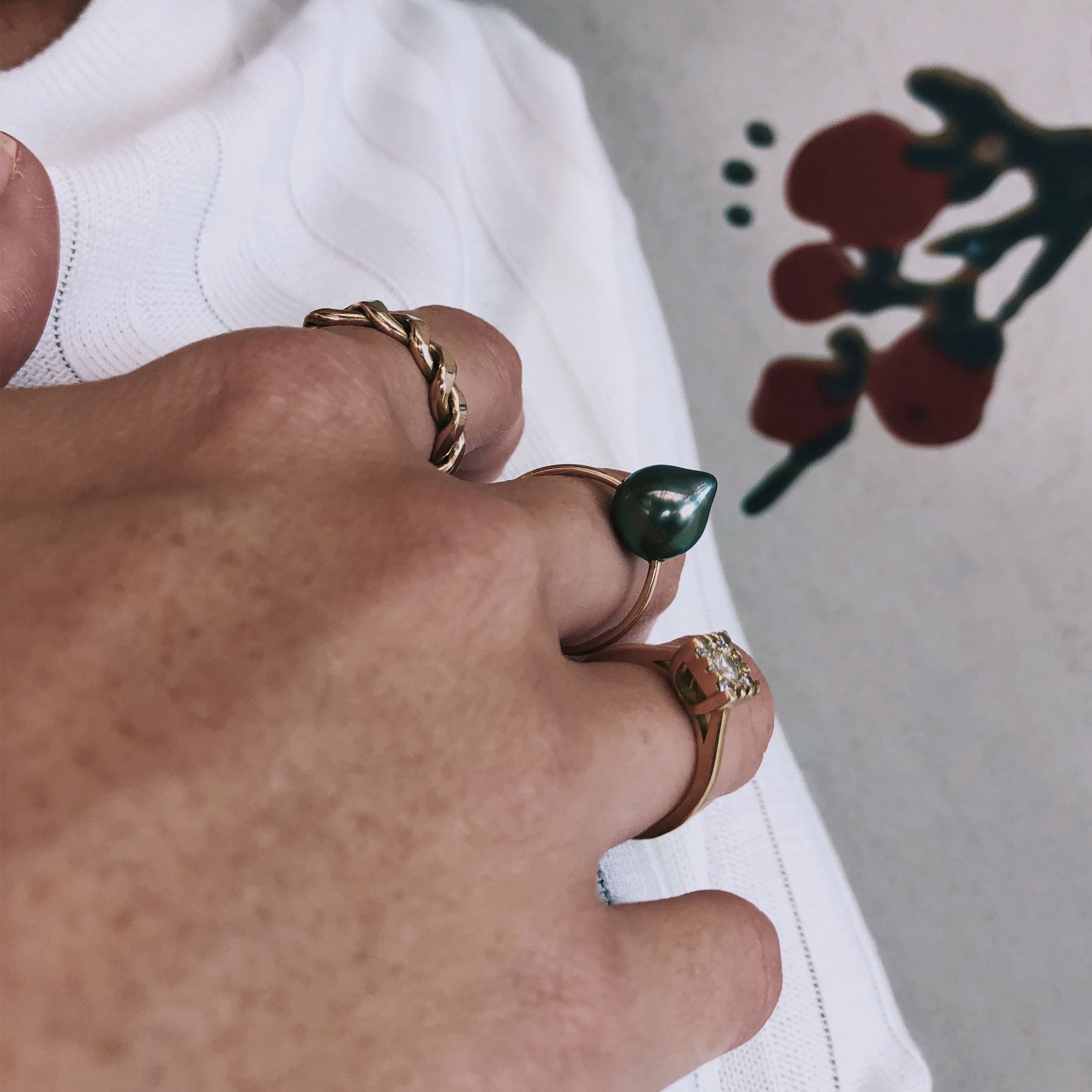 bague, perles tahiti, perle noire, perles, bijoux, polynesie, tevei perle, goldfilled, shopping